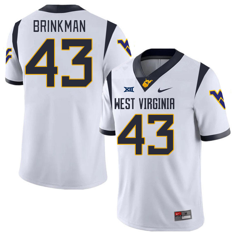 Men #43 Austin Brinkman West Virginia Mountaineers College 2024 New Uniforms Football Jerseys Stitch